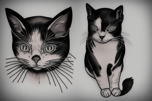 A black and white cat sleeps on a shelf tattoo idea