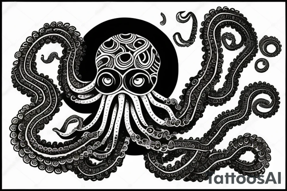 rising sun sun burst sun rise over ocean with an alien octopus tattoo idea