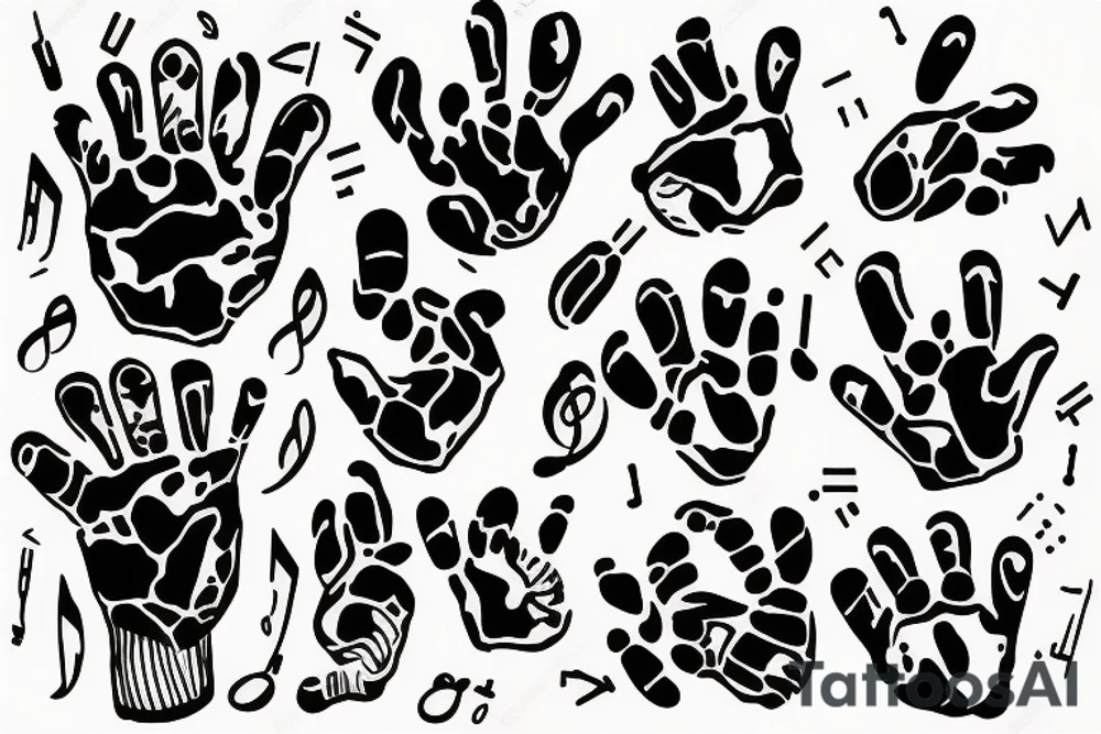music symbol with puppy paws and Lamp tattoo idea