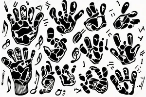 music symbol with puppy paws and Lamp tattoo idea
