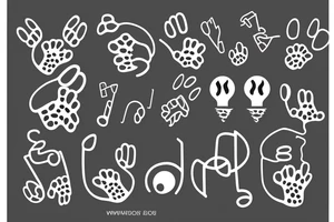 music symbol with puppy paws and Lamp tattoo idea