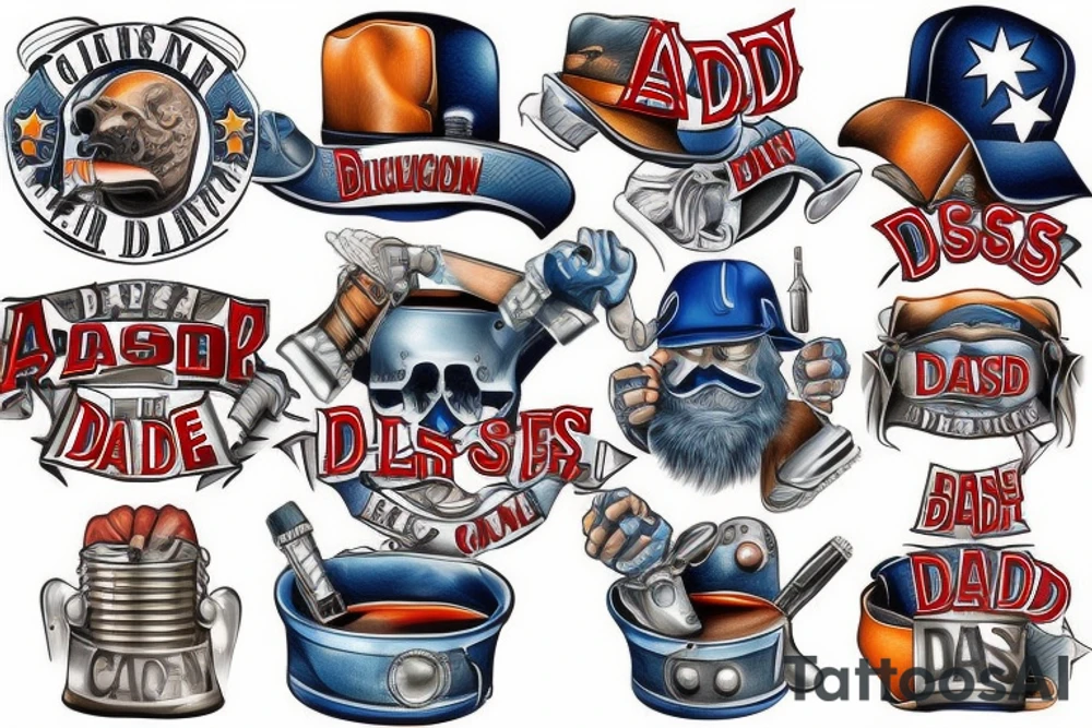 Blue collar American badass dad tattoo idea