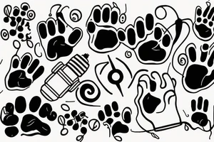 music symbol with puppy paws and Lamp tattoo idea