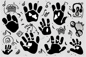 music symbol with puppy paws and Lamp tattoo idea