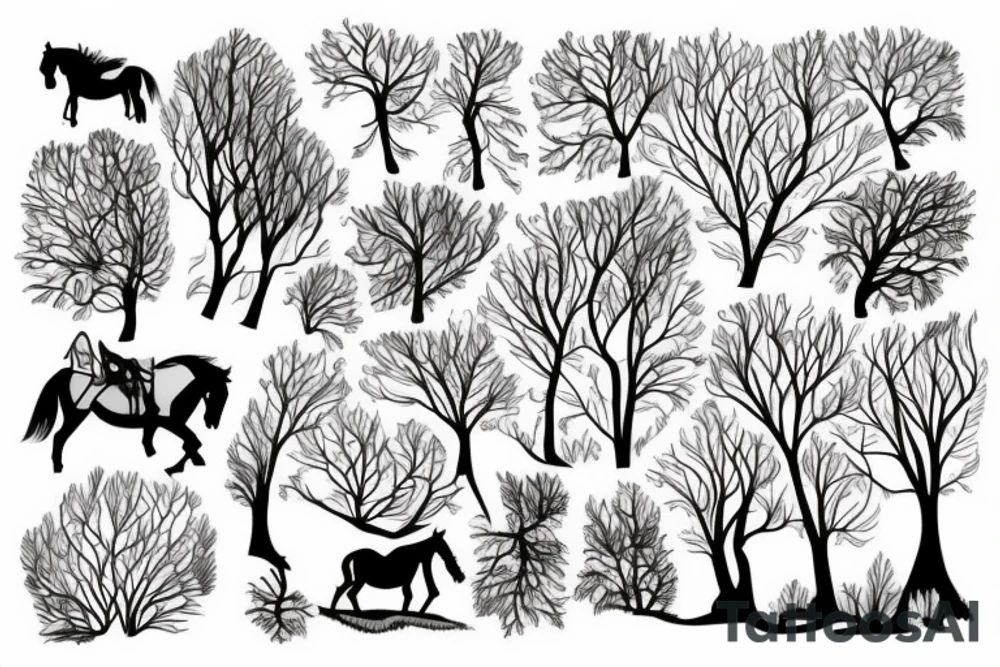 Horse lake tree tattoo idea