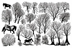 Horse lake tree tattoo idea