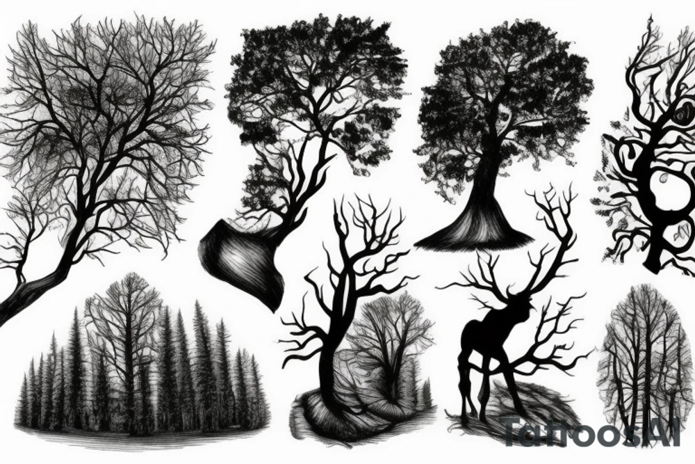 Horse lake tree tattoo idea