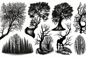 Horse lake tree tattoo idea