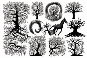 Horse lake tree tattoo idea