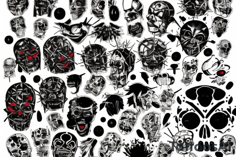 Trash polka horror hellraiser tattoo idea