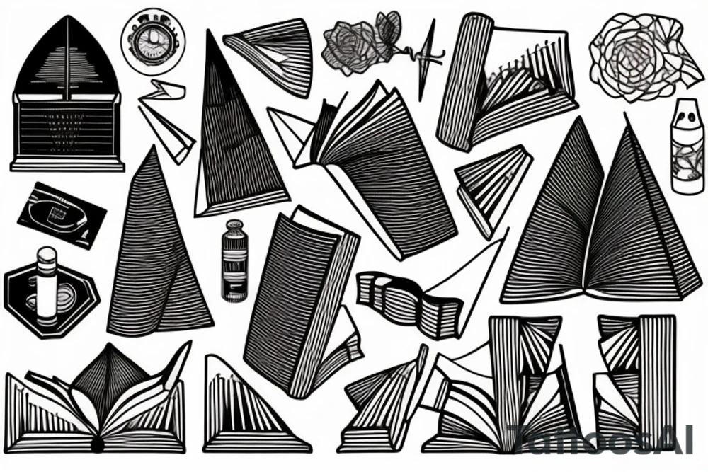 Mountains, Piano, Books, Travel tattoo idea