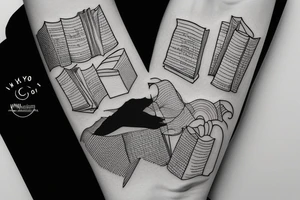 Mountains, Piano, Books, Travel tattoo idea