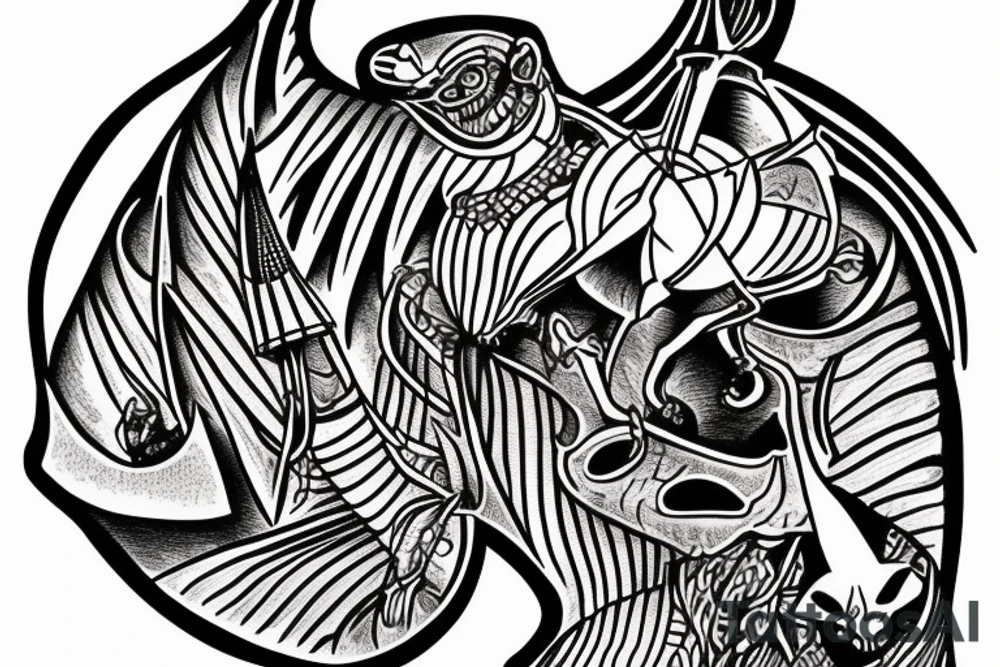 Anubis is sailing in a boat on the river of the dead tattoo idea