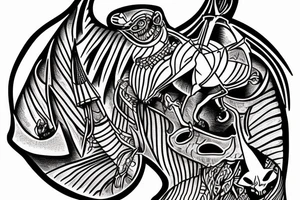 Anubis is sailing in a boat on the river of the dead tattoo idea