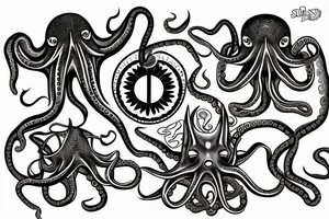 rising sun sun burst sun rise over ocean with an alien octopus tattoo idea