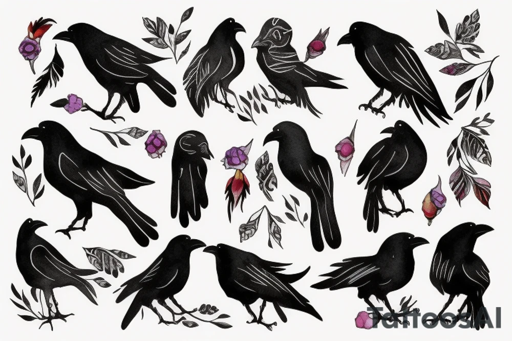 women with crow tattoo idea