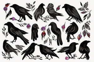 women with crow tattoo idea