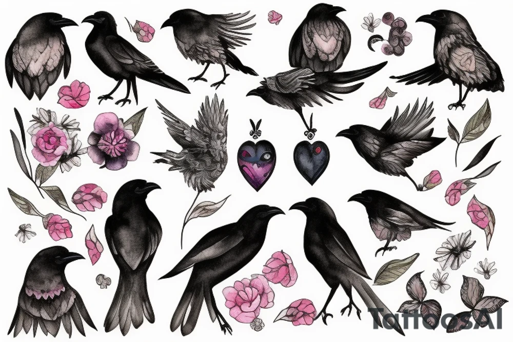 women with crow tattoo idea
