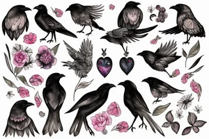 women with crow tattoo idea