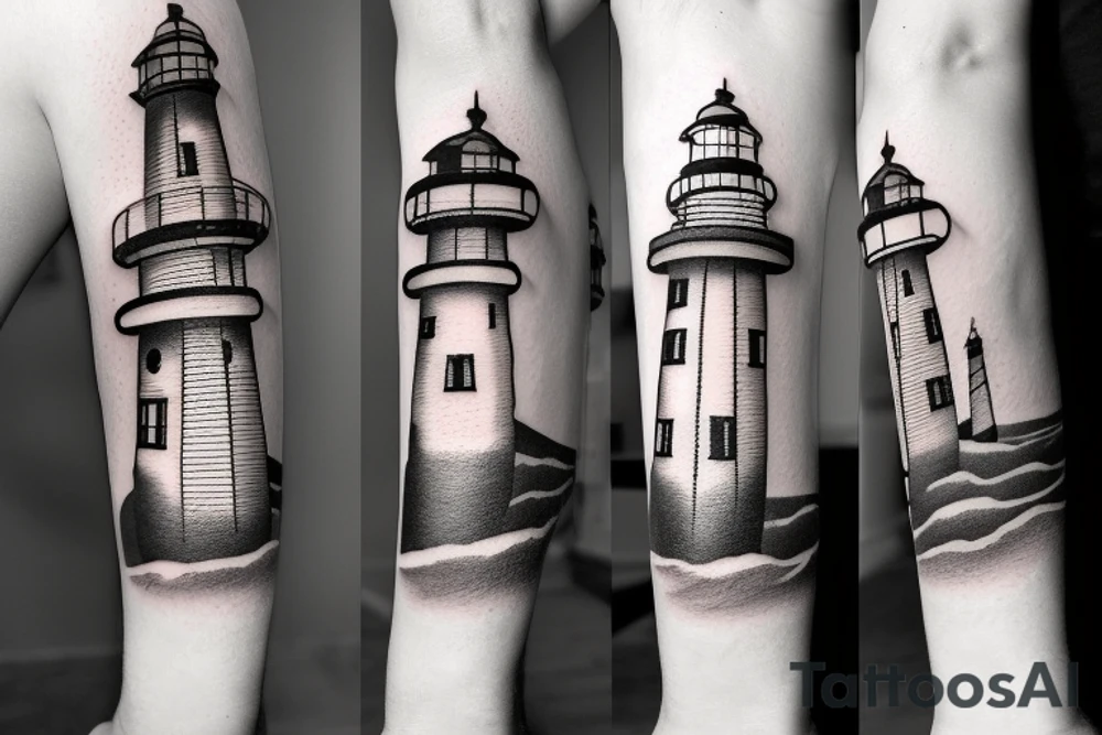 Lighthouse in the background of a storm tattoo idea