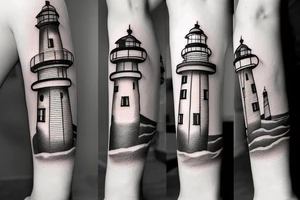 Lighthouse in the background of a storm tattoo idea