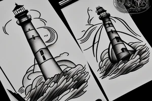 Lighthouse in the background of a storm tattoo idea
