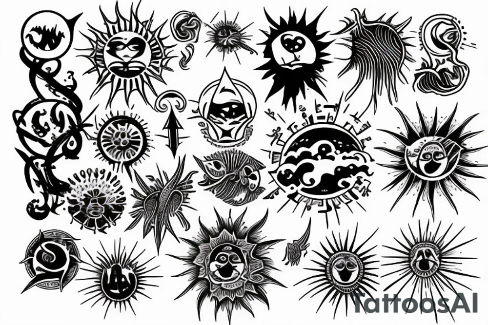 rising sun sun burst sun rise over ocean tattoo idea