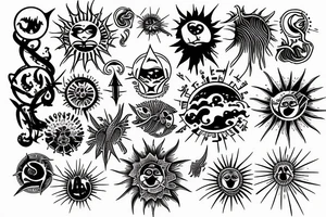 rising sun sun burst sun rise over ocean tattoo idea