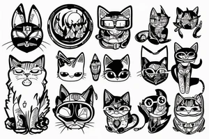 circuit cyber nature magic cat tattoo idea