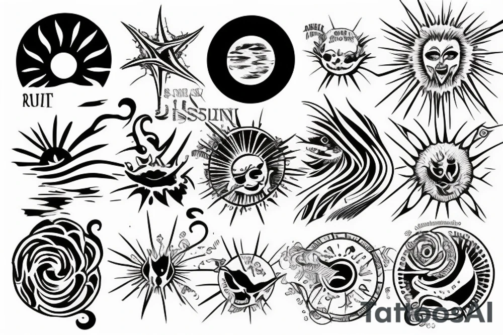 rising sun sun burst sun rise over ocean tattoo idea