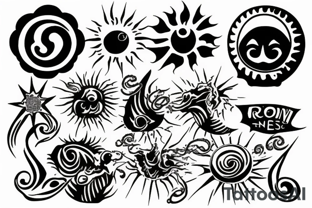 rising sun sun burst sun rise over ocean tattoo idea