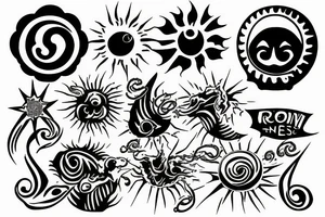 rising sun sun burst sun rise over ocean tattoo idea