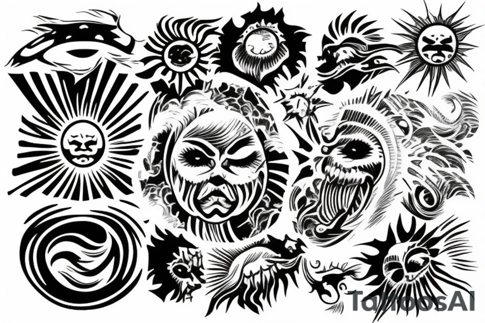rising sun sun burst sun rise over ocean tattoo idea