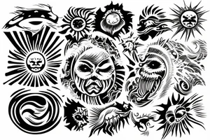 rising sun sun burst sun rise over ocean tattoo idea