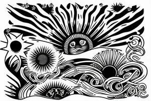 rising sun sun rays sun rise over ocean tattoo idea