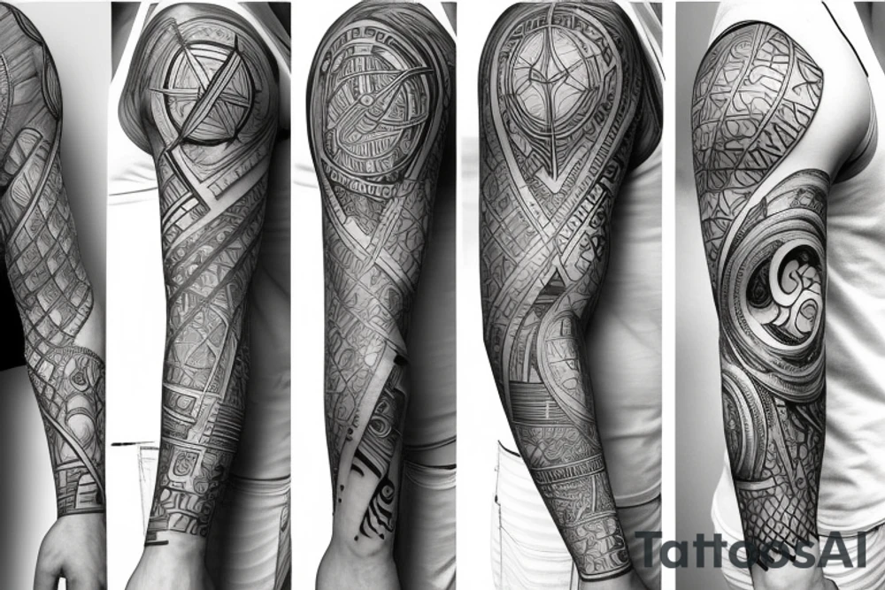 geeky universe sleeve cover up tattoo idea