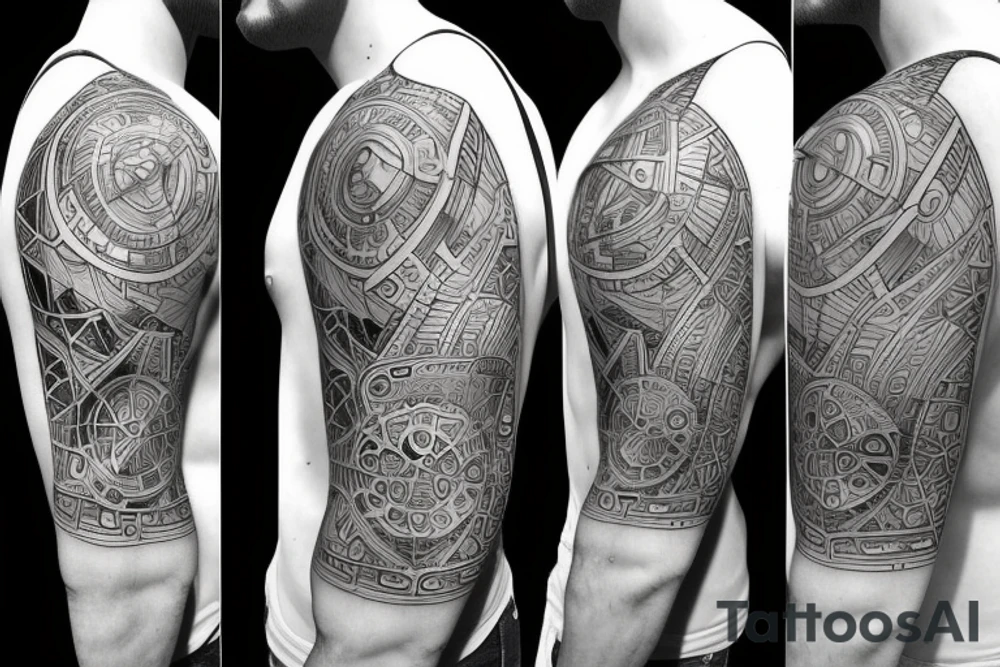 geeky universe sleeve cover up tattoo idea