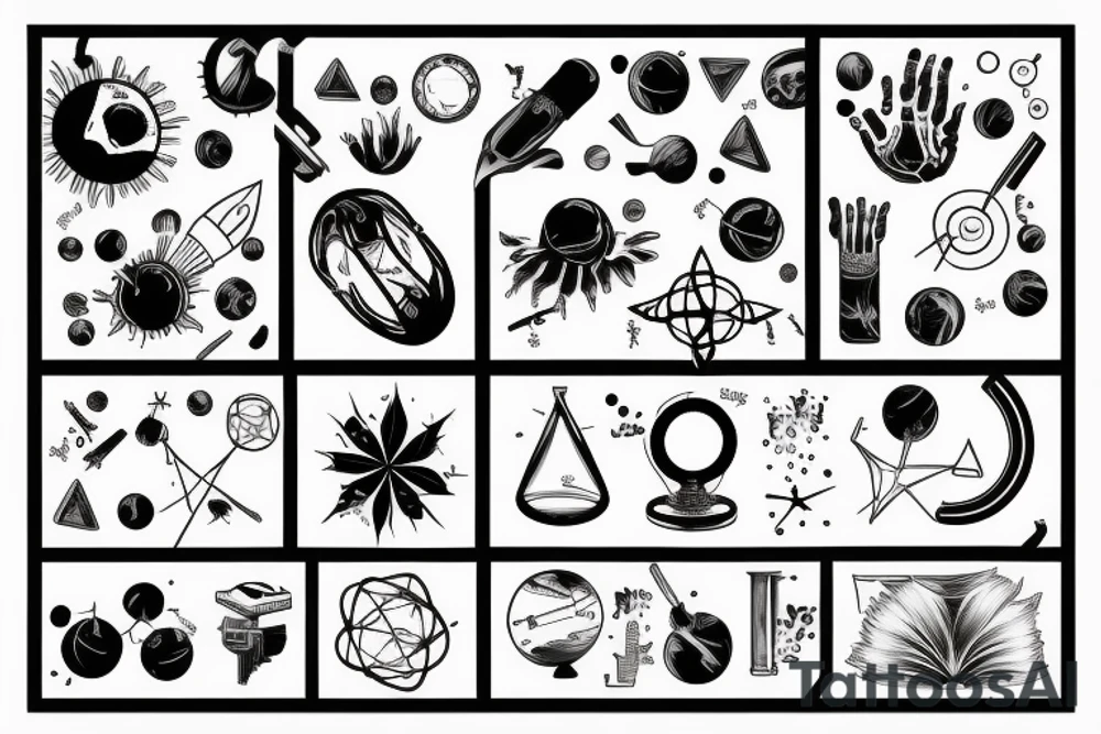 science sleeve minimal tattoo idea