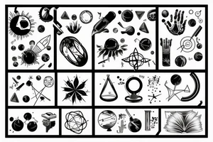 science sleeve minimal tattoo idea
