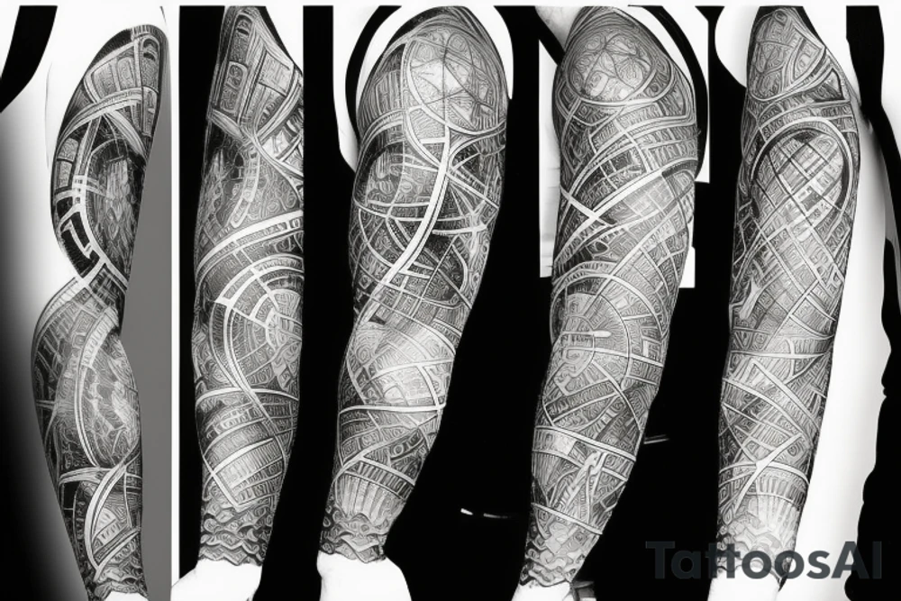 science sleeve minimal tattoo idea