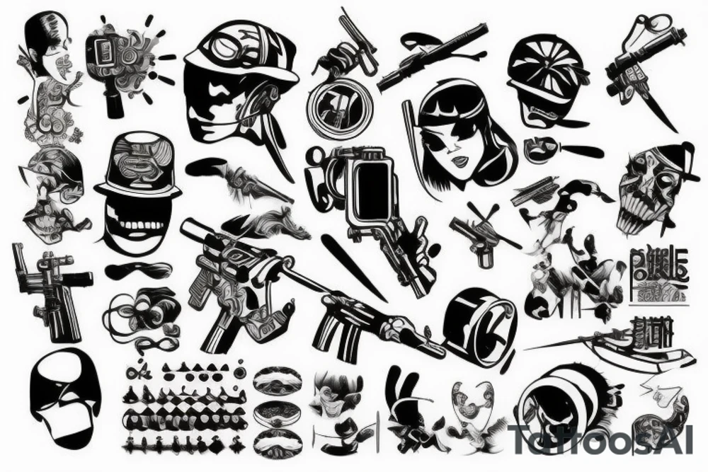 machine gun tattoo idea