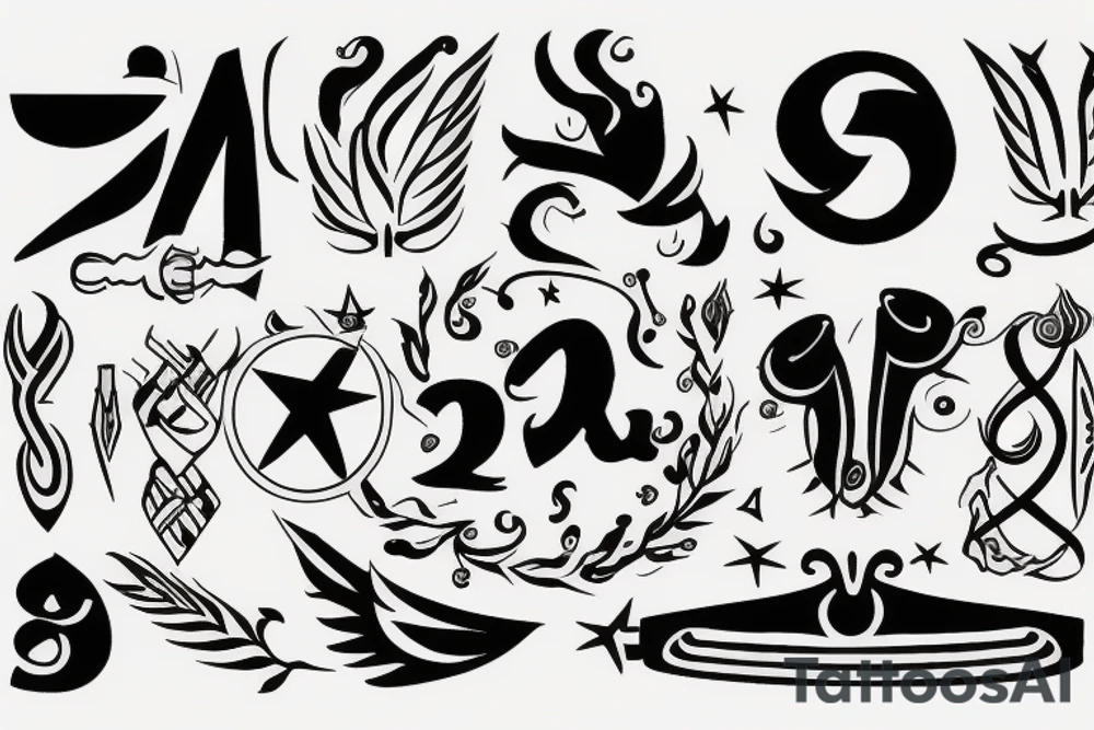 Birth month and birth symbol and date April 5, 1989 tattoo idea