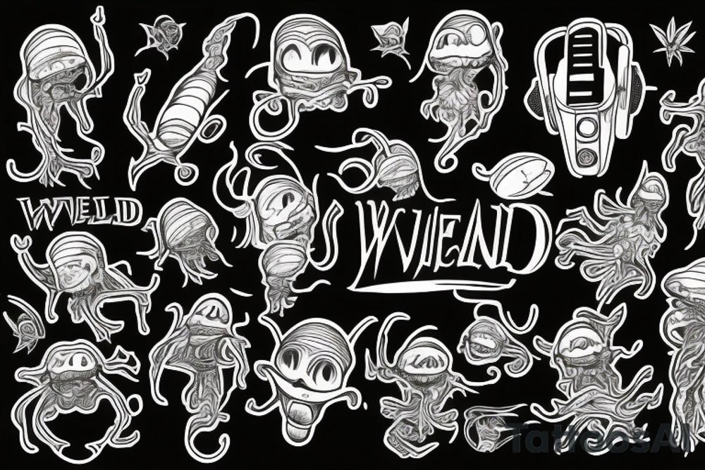 music weed aliens love tattoo idea