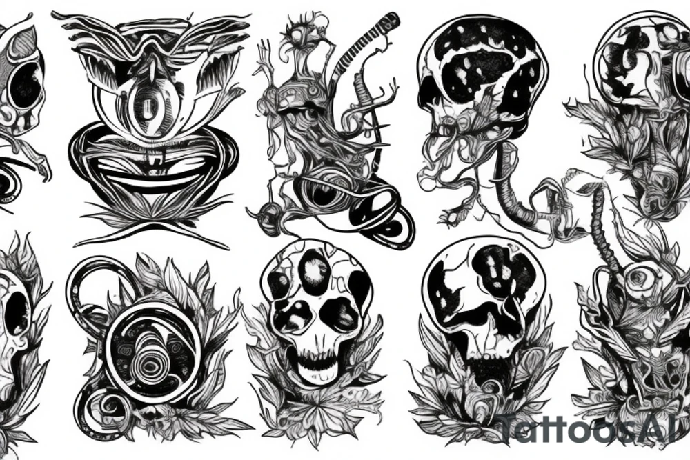 music weed aliens love tattoo idea