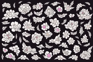 Cat, moon, scull, peonies tattoo idea