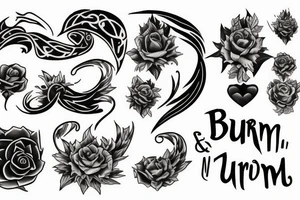 The inscription "burn, but..." tattoo idea