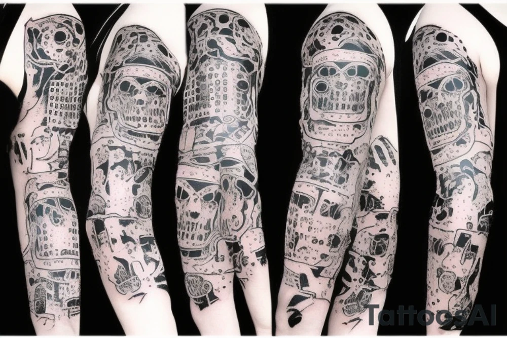 Trash polka horror hellraiser anime sleeve tattoo idea