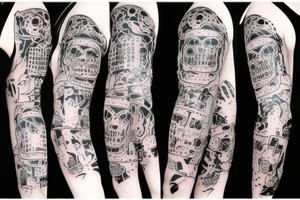 Trash polka horror hellraiser anime sleeve tattoo idea