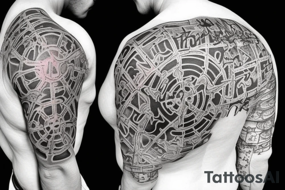 Trash polka horror hellraiser anime sleeve tattoo idea