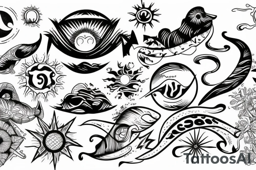 rising sun sun rays sun rise over ocean tattoo idea